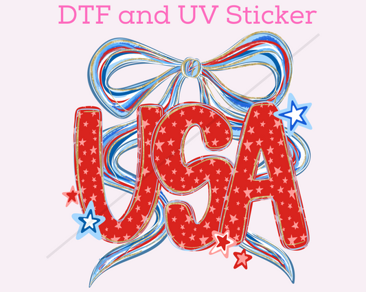 USA bow Coquette Patriotic DTF TRANSFER