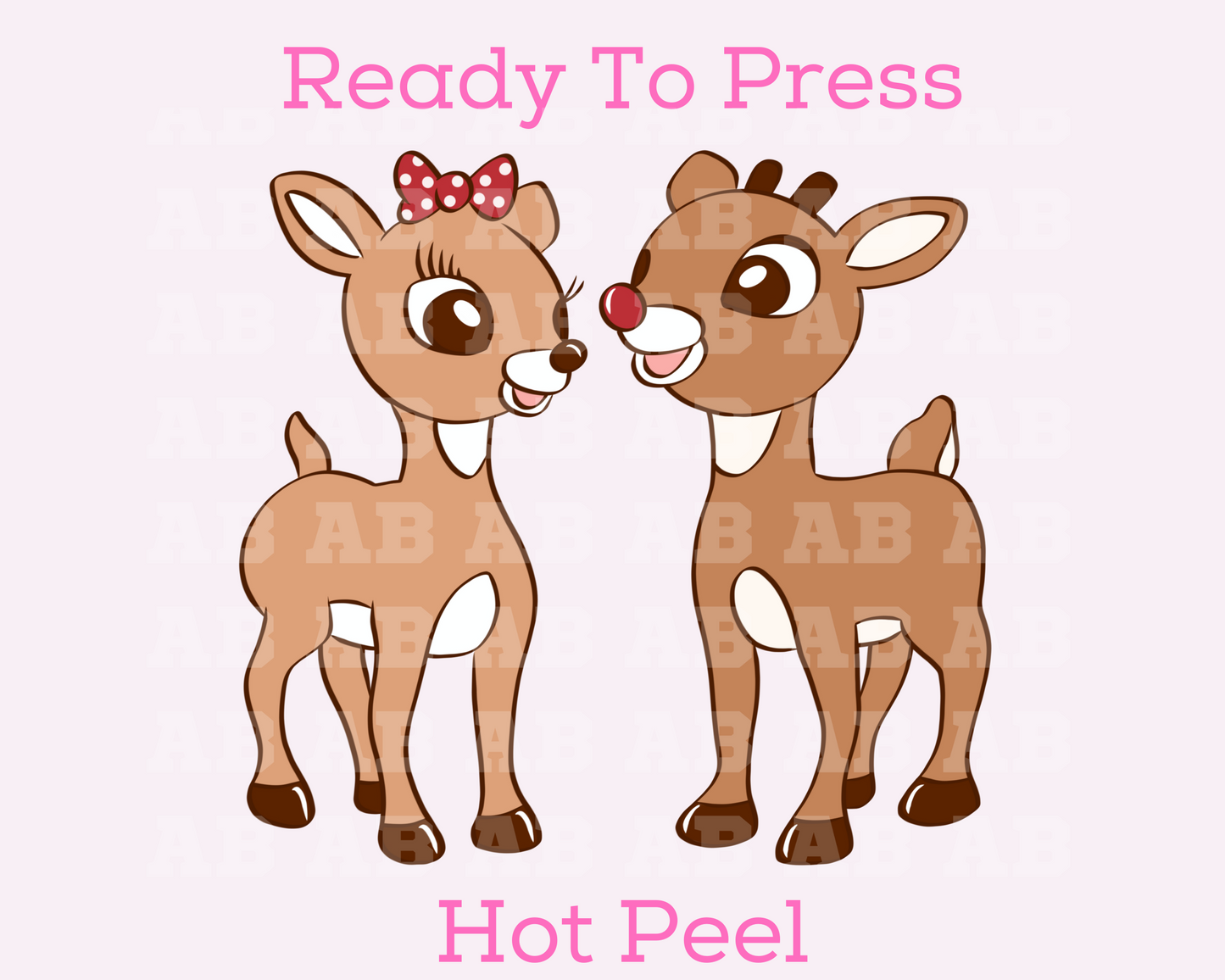 Rudolph And Clarice The Reindeer Christmas DTF TRANSFER  or UV DTF STICKER