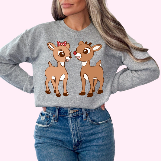 Rudolph And Clarice The Reindeer Christmas DTF TRANSFER or UV DTF STICKER