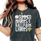 Summer Nights & Ballpark Lights (White) Baseball DTF TRANSFER or UV DTF STICKER