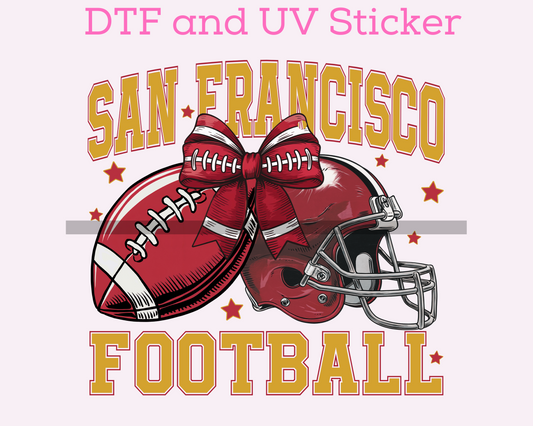 Red San Francisco Football DTF TRANSFER or UV DTF STICKER