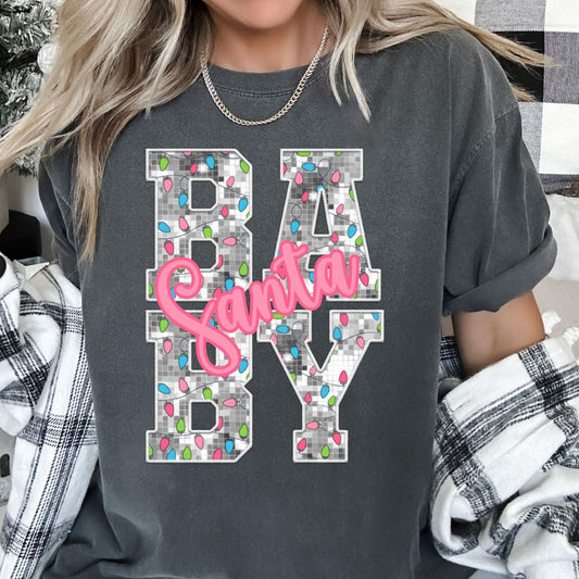 Santa Baby (Faux Sequins) Christmas DTF TRANSFER or UV DTF STICKER