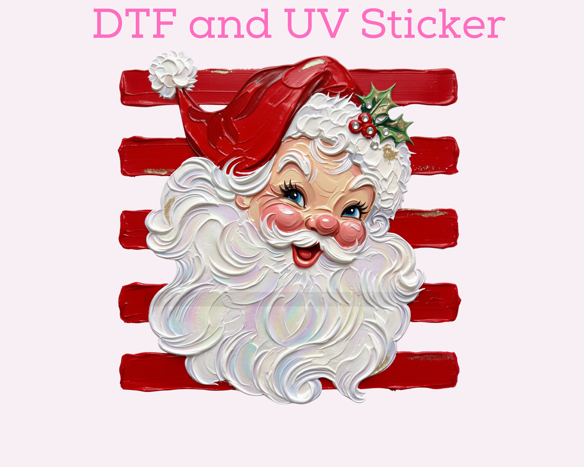 Santa Red Stripes Christmas DTF TRANSFER