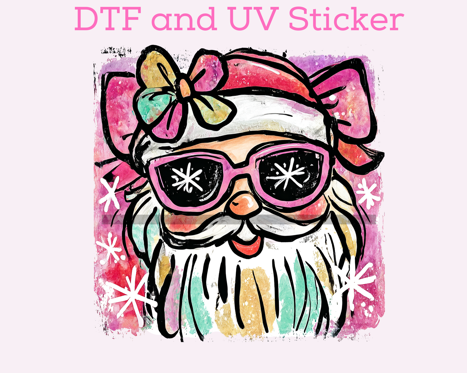 Preppy Brush Stroke Santa Christmas DTF TRANSFER or UV DTF STICKER
