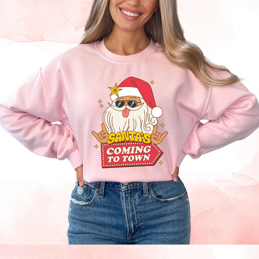 Santa's Coming To Town Christmas DTF TRANSFER or UV DTF STICKER