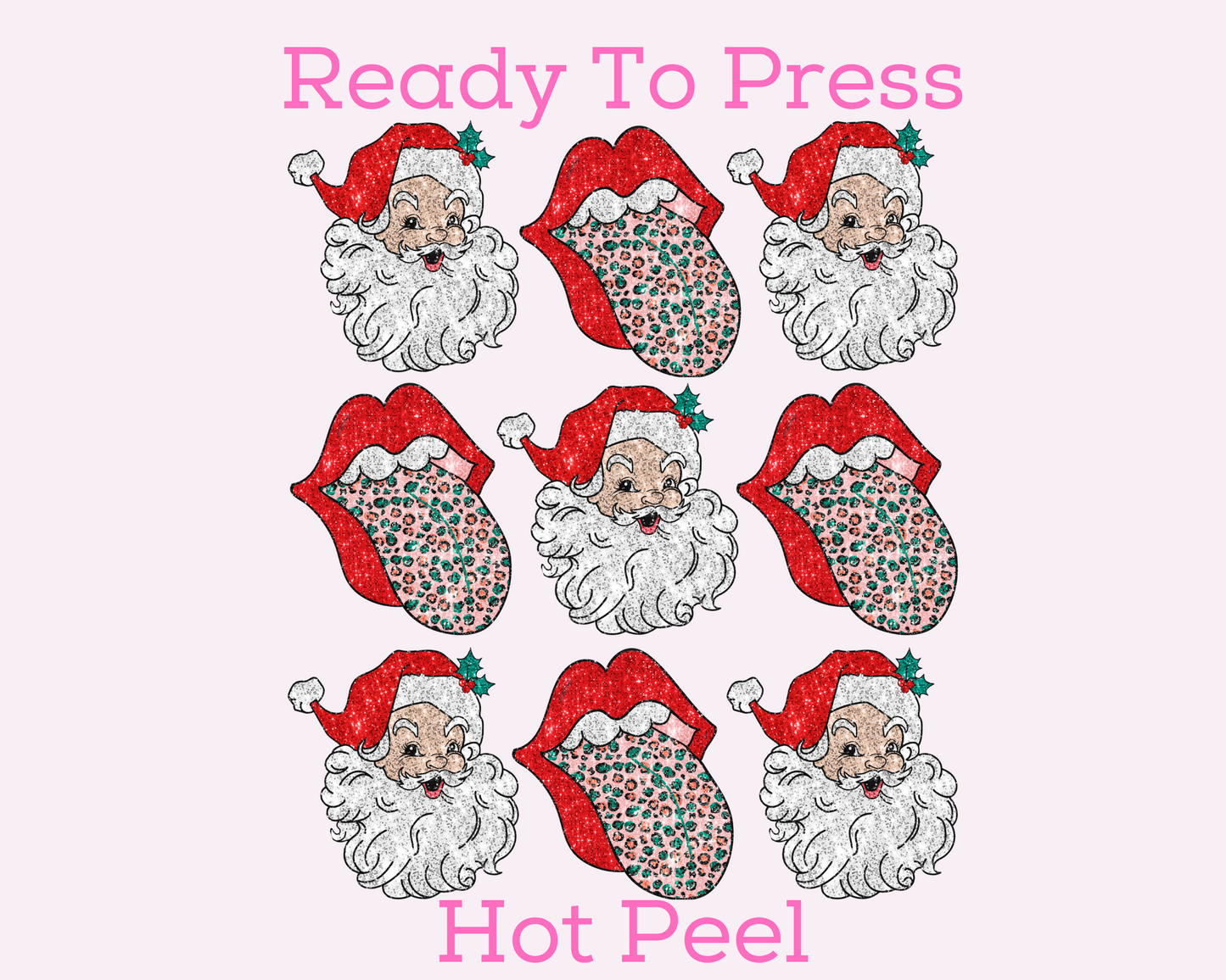 Santa Set (Red and Green Tongues) DTF TRANSFER