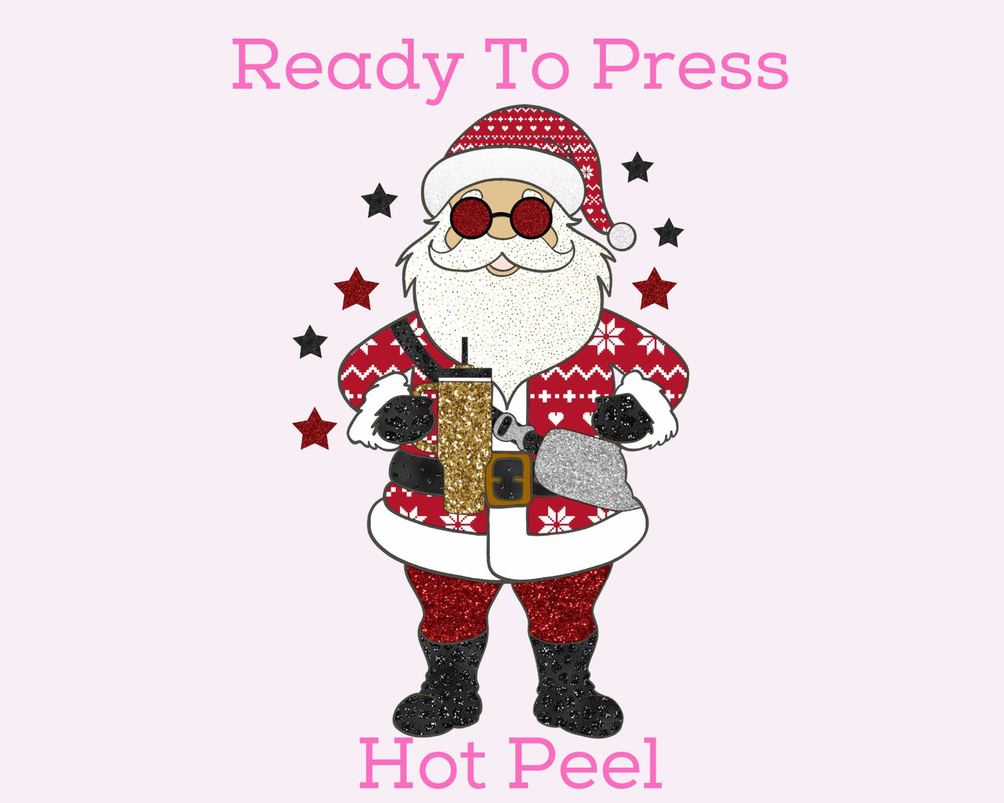 Santa With A Stanley DTF TRANSFER or UV DTF STICKER