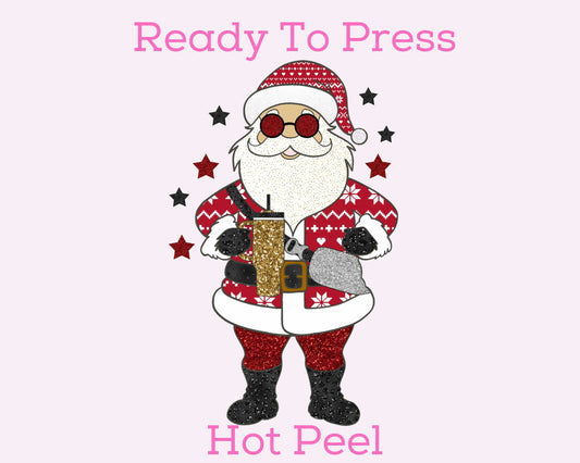 Santa With A Stanley DTF TRANSFER or UV DTF STICKER