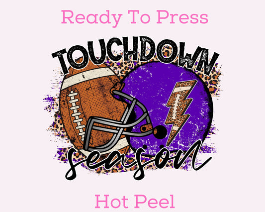 Helmet Touchdown Season (Purple) DTF TRANSFER or UV DTF STICKER DECAL