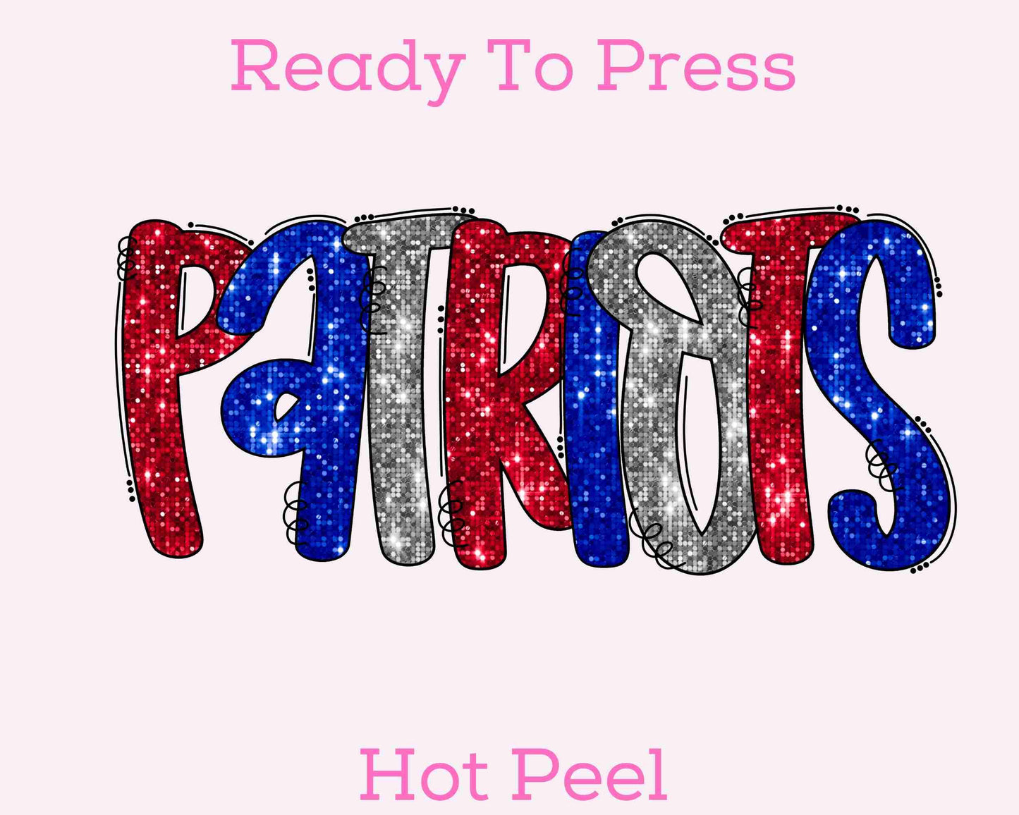 Faux Sequins Patriots School Mascot DTF TRANSFER