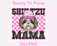 Shih Tzu Mama (Pink) Faux Sequins Faux Embroidery Mom DTF TRANSFER or UV DTF STICKER DECAL