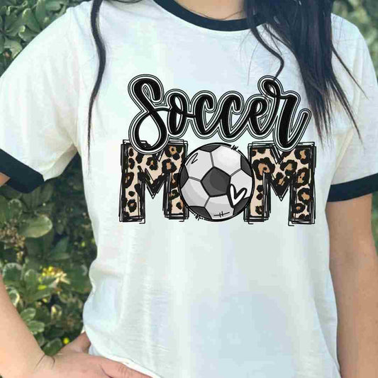 Leopard And Black Soccer Mom DTF TRANSFER or UV DTF STICKER DECAL