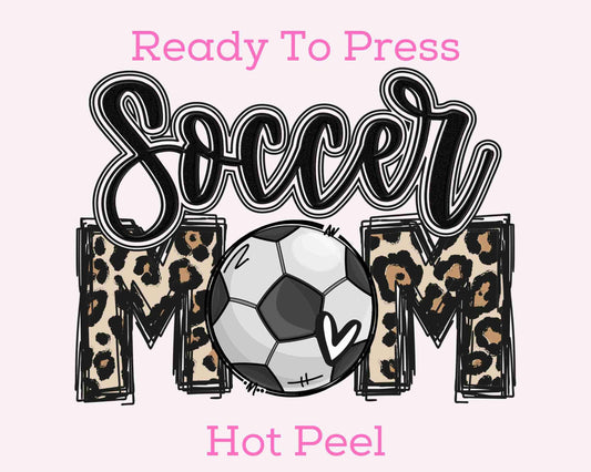 Leopard And Black Soccer Mom DTF TRANSFER or UV DTF STICKER DECAL