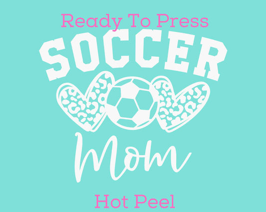 Soccer Mom Leopard Hearts (White) DTF TRANSFER or UV DTF STICKER DECAL