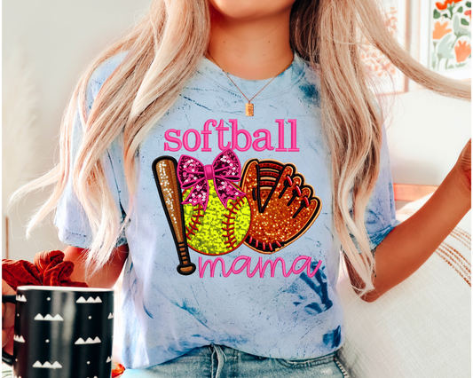 Softball Mama Faux Sequins DTF TRANSFER or UV DTF STICKER