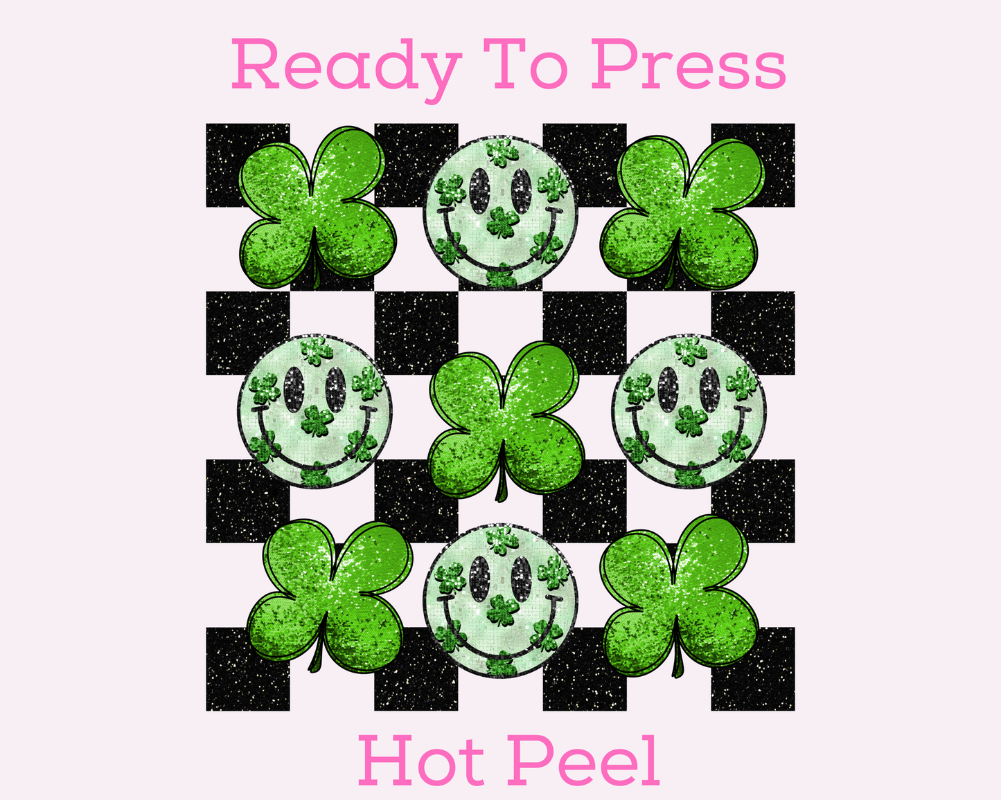 Faux Lucky Checkered Sequins St. Patrick's Day DTF TRANSFER or UV DTF STICKER DECAL