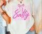 Salty with Bow and Stripes Pink DTF TRANSFER or UV DTF STICKER