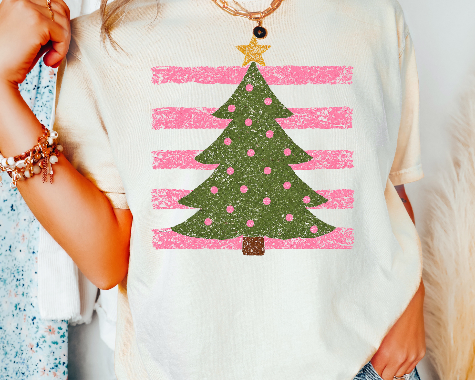 Christmas Tree  Stripes Polka Dot Christmas DTF TRANSFER 