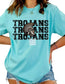 Faux Embroidery Distressed Trojans Sports MascotDTF TRANSFER or UV DTF STICKER