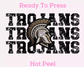 Faux Embroidery Distressed Trojans Sports MascotDTF TRANSFER or UV DTF STICKER