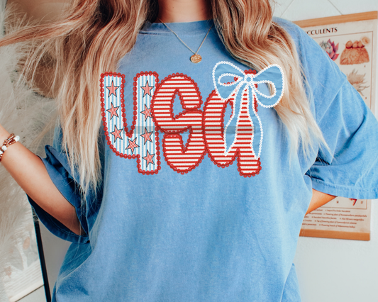 USA Bow Patriotic 4th of July DTF TRANSFER