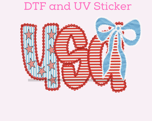 USA Bow Patriotic 4th of July DTF TRANSFER