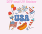USA Collage Patriotic DTF TRANSFER or UV DTF STICKER 4th of July