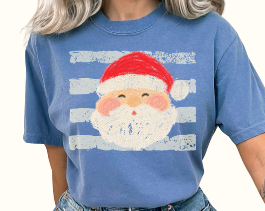 Cream Stripes Santa Christmas DTF TRANSFER or UV DTF STICKER