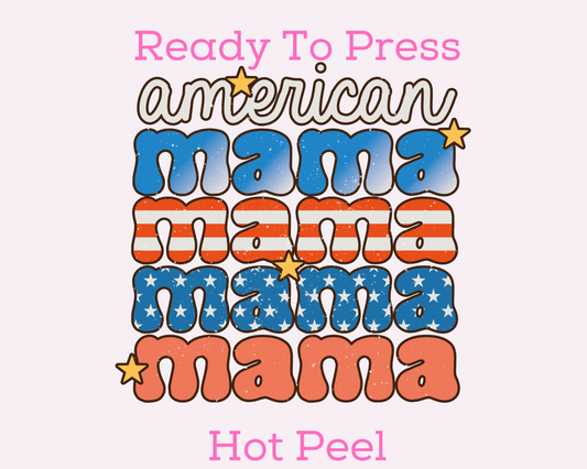 American Mama (Distressed) Patriotic Mom DTF TRANSFER Uv Dtf Sticker