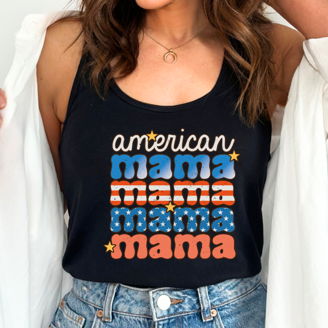 American Mama (Distressed) Patriotic Mom DTF TRANSFER Uv Dtf Sticker