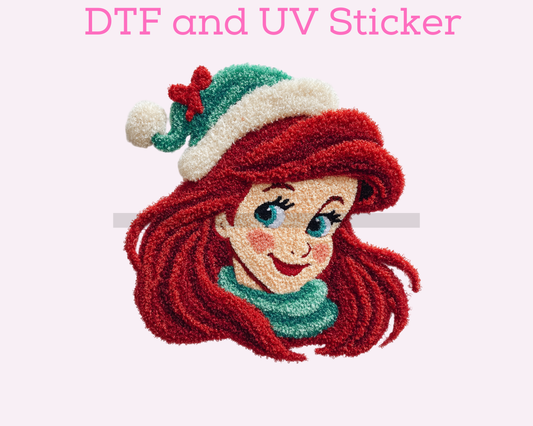 Magical Faux Yarn Princess Christmas DTF TRANSFER or UV DTF STICKER