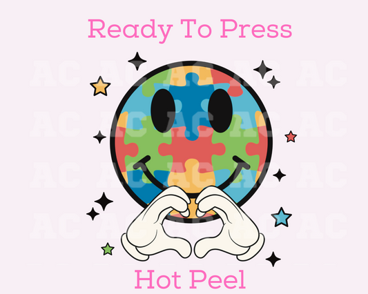 Autism Smiley (Puzzle) DTF TRANSFER or Uv Dtf Sticker