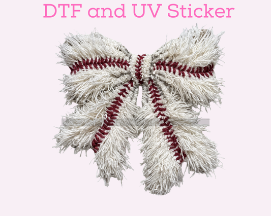 Faux Yarn Baseball Bow DTF TRANSFER or UV DTF STICKER