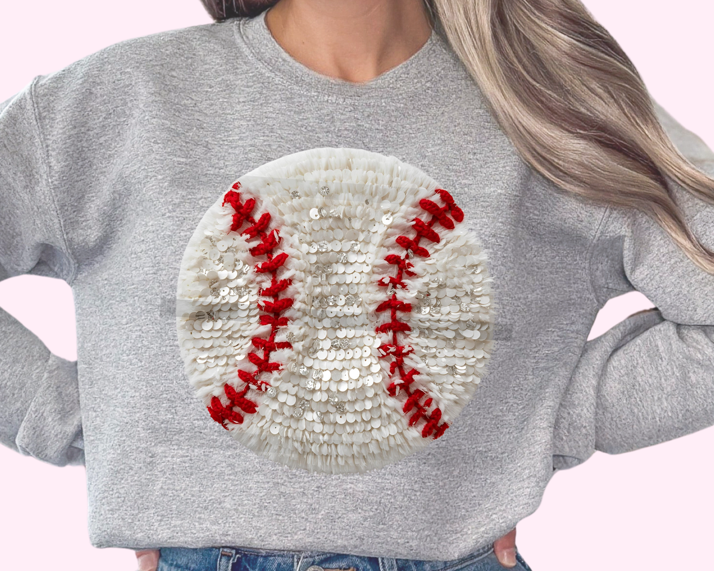 Faux Sequins Baseball DTF TRANSFER or UV DTF STICKER