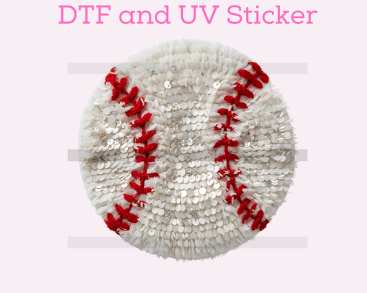 Faux Sequins Baseball DTF TRANSFER or UV DTF STICKER