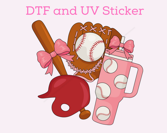 Baseball Coquette Bow DTF TRANSFER or UV DTF STICKER