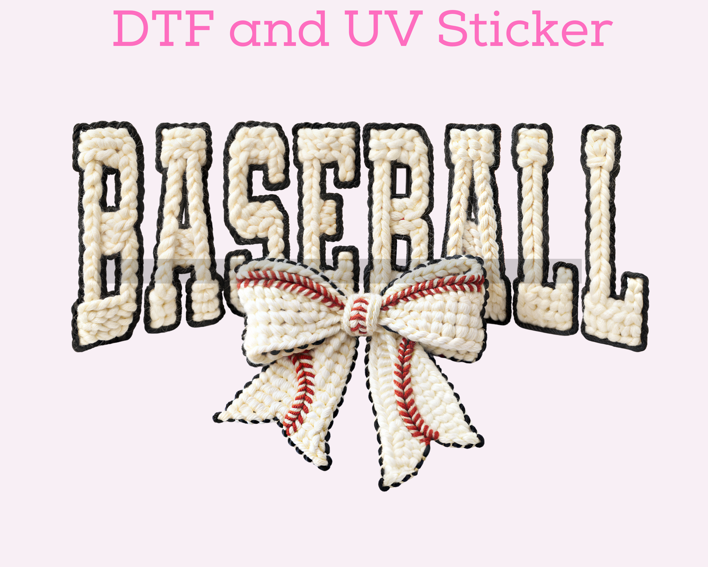 Faux Yarn Baseball Bow DTF TRANSFER or UV DTF STICKER