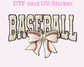 Faux Yarn Baseball Bow DTF TRANSFER or UV DTF STICKER