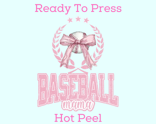 Baseball Mama Coquette Bow Baseball DTF TRANSFER