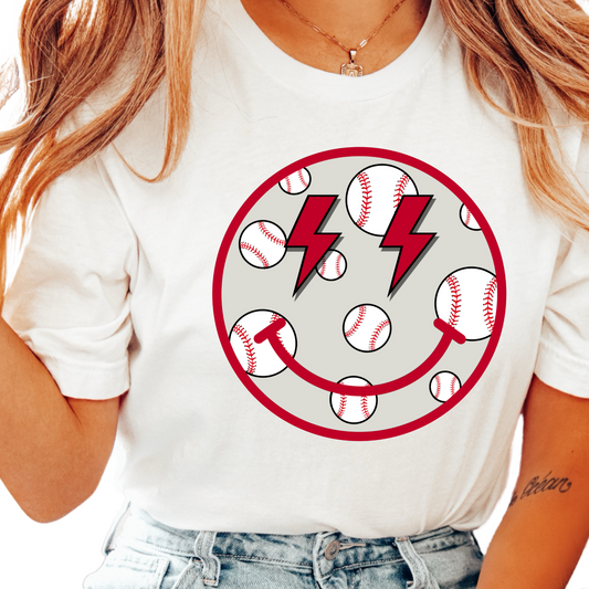 Baseball Smiley DTF TRANSFER or UV DTF STICKER