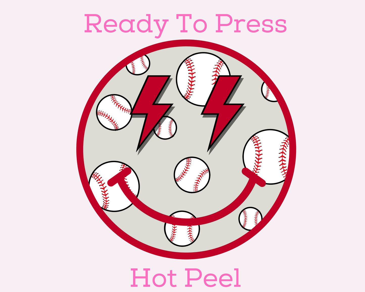 Baseball Smiley DTF TRANSFER or UV DTF STICKER