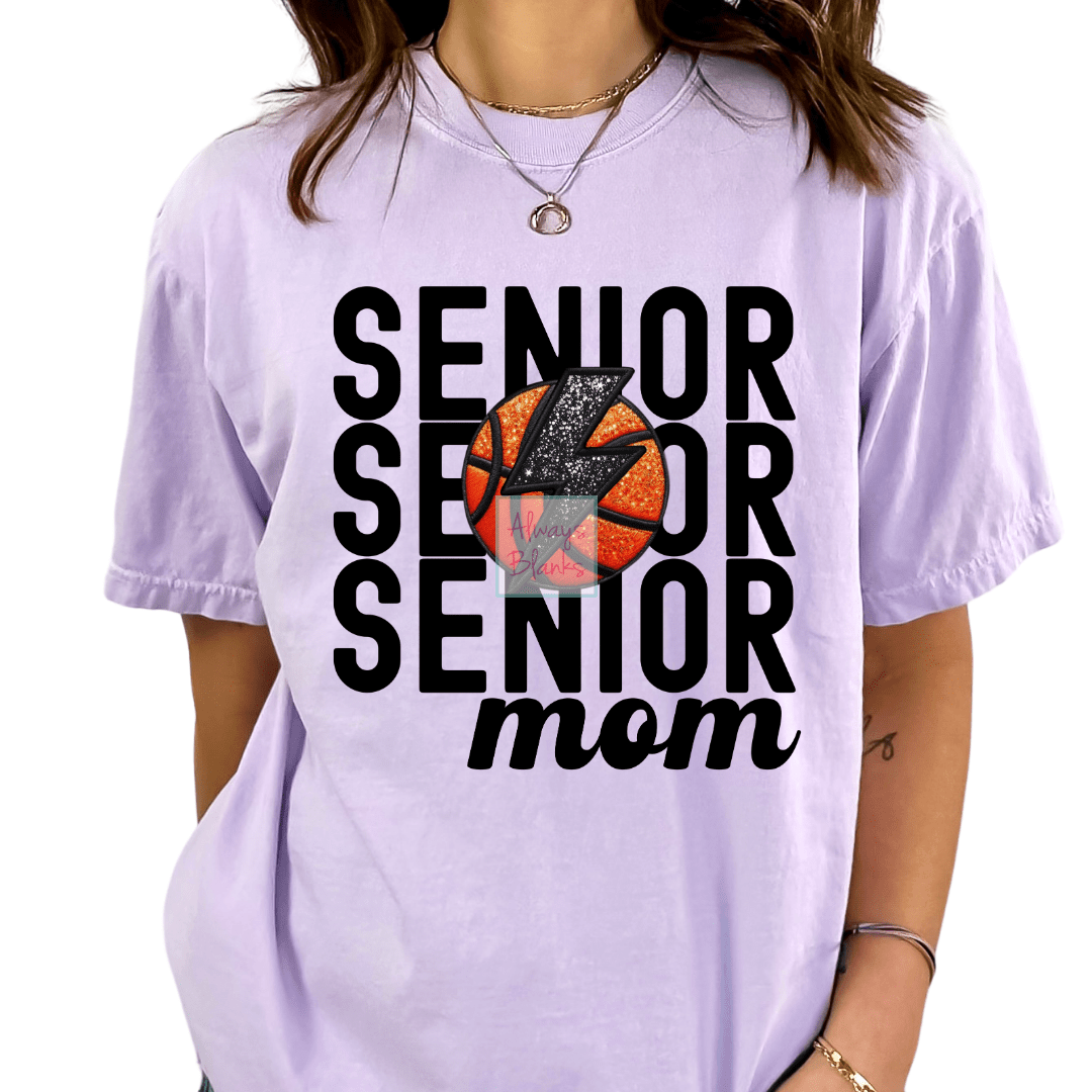 Senior Basketball Mom (Faux Embroidery) Basketball DTF TRANSFER