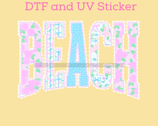 Beach Preppy Varsity Letters DTF TRANSFER or UV DTF STICKER