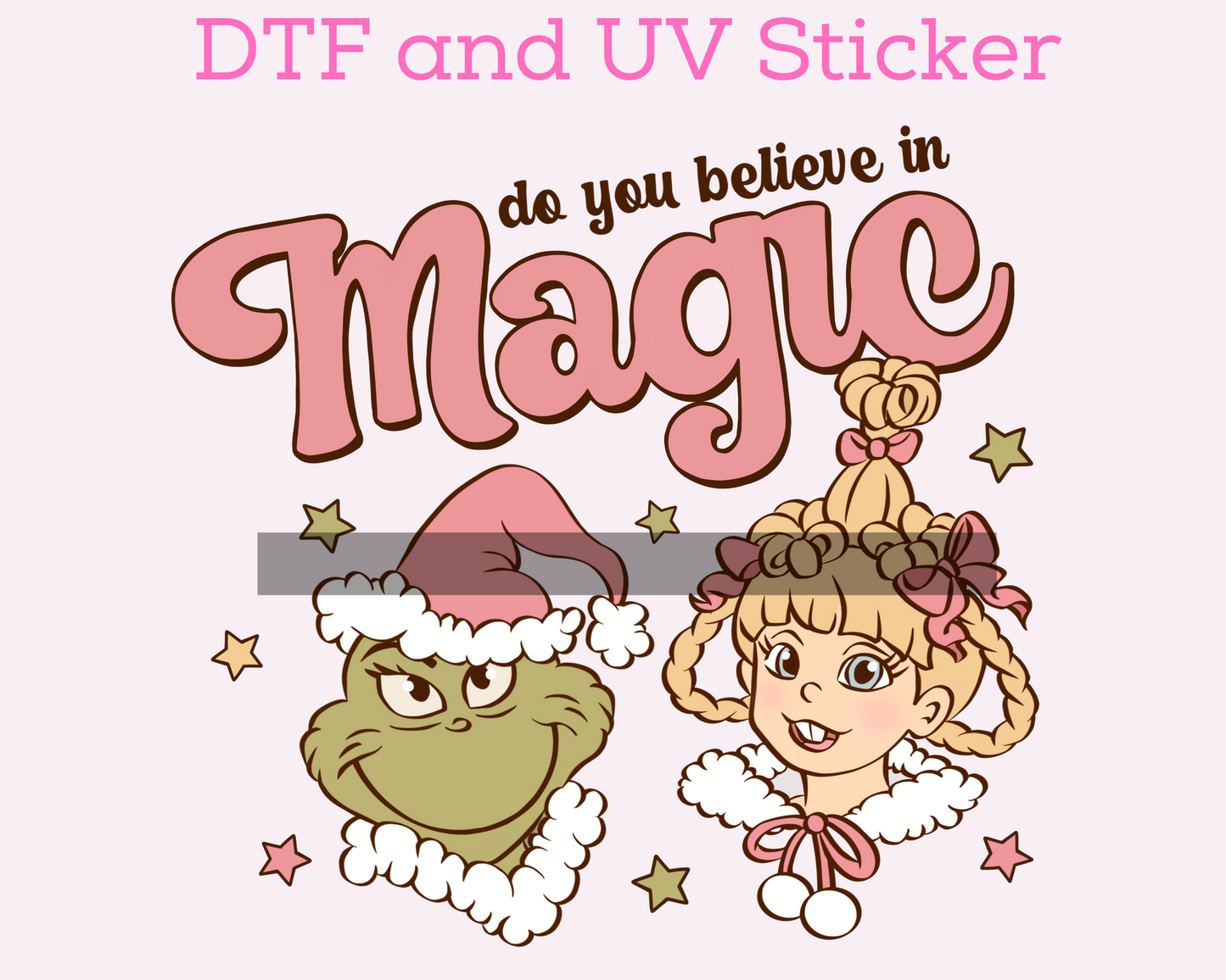 Green Man and Cindy Christmas DTF TRANSFER or UV DTF STICKER