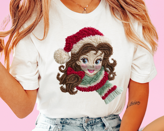 Magical Faux Yarn Princess Christmas DTF TRANSFER or UV DTF STICKER