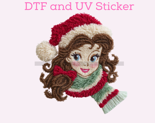 Magical Faux Yarn Princess Christmas DTF TRANSFER or UV DTF STICKER