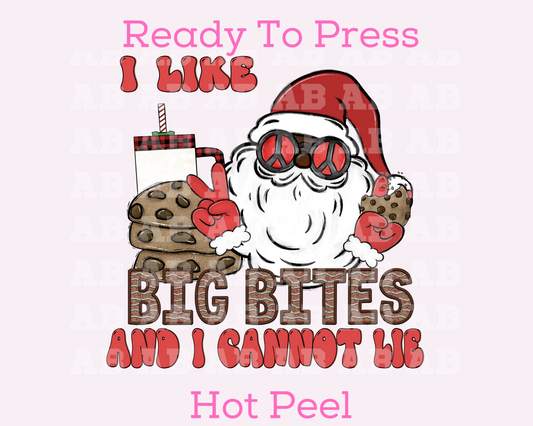 I Like Big Bites And I Cannot Lie Black Santa Christmas DTF TRANSFER or UV DTF STICKER