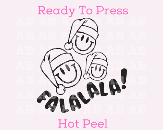 FaLaLaLa Smiling Santa's (Black Outline) Christmas DTF TRANSFER or UV DTF STICKER