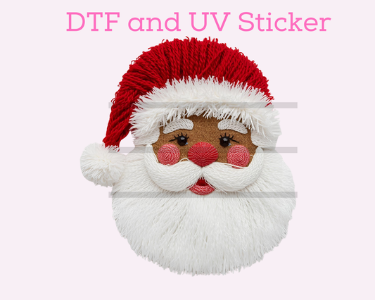 Faux Yarn Black Santa Christmas DTF TRANSFER