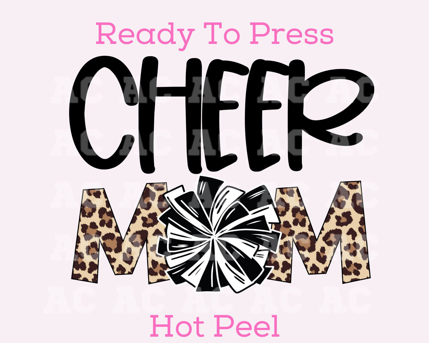 Cheer Mom Pom (Leopard) DTF TRANSFER or UV DTF STICKER